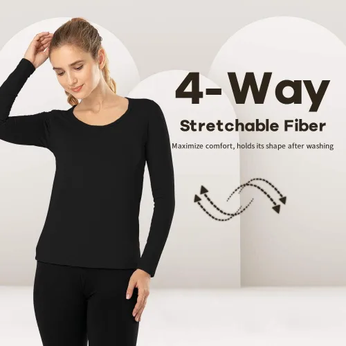 Vista 80 de MANCYFIT Tops térmicos para mujer, camisa con forro polar, manga larga, capa base, cuello en V
