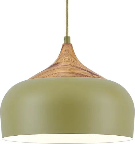 Vista 9 de ELYONA Lámpara colgante japonesa moderna de 12 pulgadas para isla de cocina, lámpara colgante de granja con pantalla de metal de grano de madera