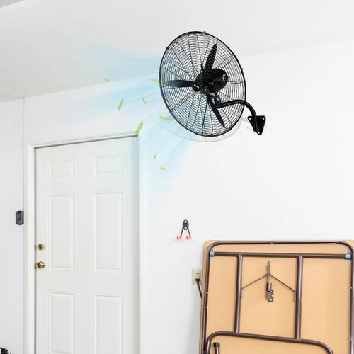 Vista 6 de Ventilador oscilante de montaje en pared de alta velocidad de 20 pulgadas Negro