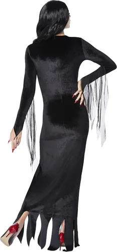Vista 2 de Spirit Halloween Disfraz de Morticia Addams de la familia Addams, con licencia oficial, disfraz de grupo