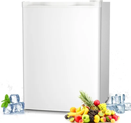 Vista 10 de Antarctic Star Mini refrigerador de 1.6 pies cúbicos con congelador, refrigerador pequeño y compacto con puerta reversible individual, estantes