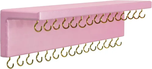 Vista 6 de SANY DAYO HOME Organizador de joyas con 24 ganchos y estante para cosméticos, 12 x 3 x 4 pulgadas, soporte de madera de pino rústico montado