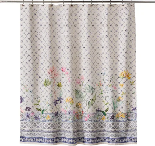 Vista 8 de Maison d' Hermine Cortina de ducha 100% algodón, un panel, 70 x 72 pulgadas, cortinas de ducha de tela lavable para baño, fácil de colgar con 12
