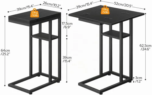 Vista 3 de HOOBRO Mesa auxiliar plegable, mesa lateral en forma de C con estante de almacenamiento, pequeña mesa de aperitivos adecuada para sala de estar
