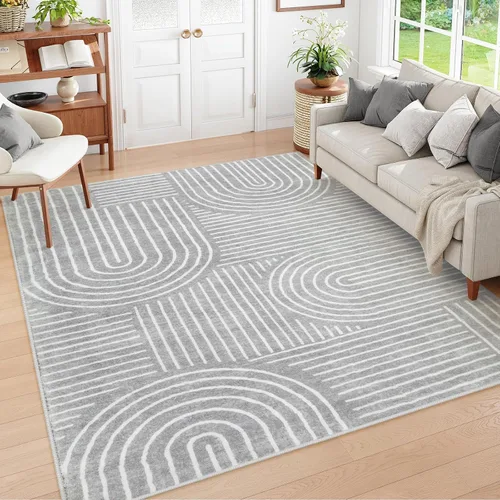 Vista 21 de Lahome Alfombras lavables abstractas, alfombra azul de 4 x 6 pies para dormitorio, guardería, suave, antideslizante, moderna, alfombra ultradelgada