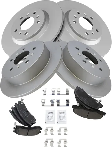 Vista 2 de TRQ Kit de pastillas de freno delanteras y traseras y rotores Kit de productos químicos de freno, pastillas de freno Rotor de freno Cerámica Premium