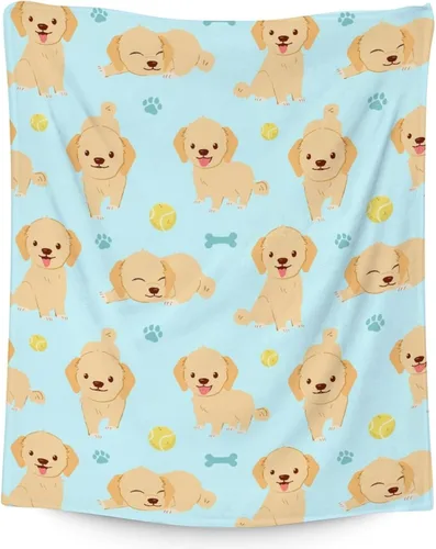 Vista 10 de Golden Retriever - Manta para niñas, tamaño de regazo de 30 x 40 pulgadas, manta de felpa suave y mullida, manta colorida y linda para sala de estar