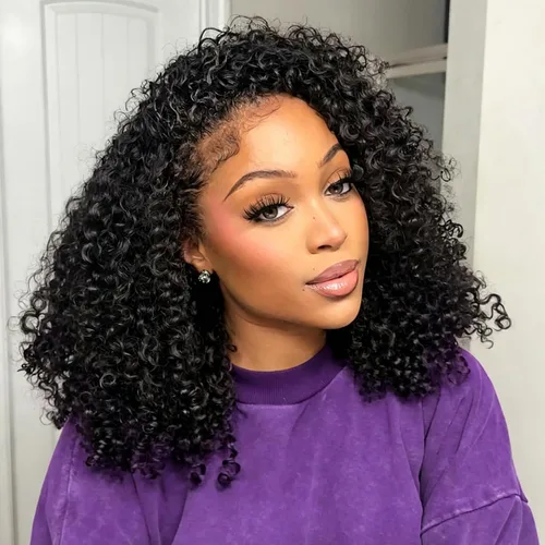 Vista 9 de Boopwine Peluca de cabello humano rizado con diadema para mujeres negras, 28 pulgadas, sin pegamento, sin encaje frontal, peluca de cabello virgen