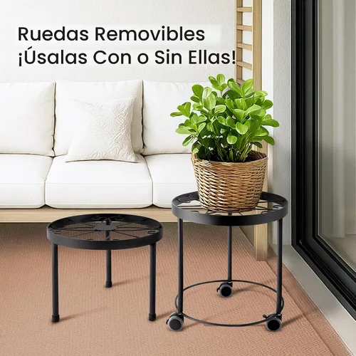 Vista 5 de Soporte para plantas de interior con ruedas, (2 tamaños), elevadores de metal para macetas (12 y 10 pulgadas de diámetro)