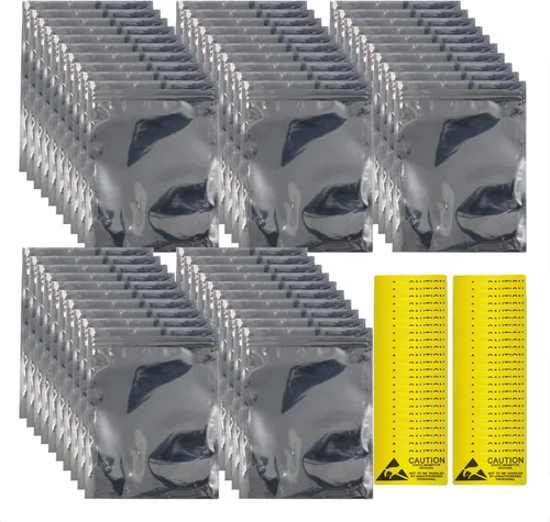 Vista 7 de Bolsas antiestáticas con protección ESD con etiquetas antiestáticas para disco duro, SSD, tarjeta madre, tarjeta de video, RAM, dispositivos