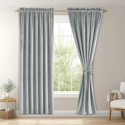 Vista 111 de JIUZHEN Cortinas de terciopelo beige de 63 pulgadas de ancho x 63 pulgadas de largo, cortinas de terciopelo retro suaves con bolsillo para barra