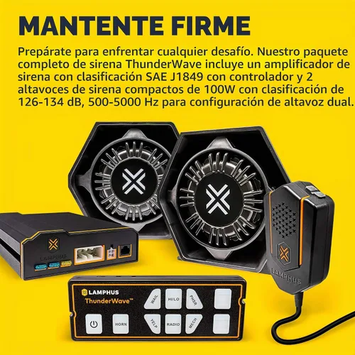 Vista 3 de LAMPHUS ThunderWave Kit de sirena de emergencia de policía de 200W [Control remoto][2x15A interruptores][sirena de aire manos libres][entrada