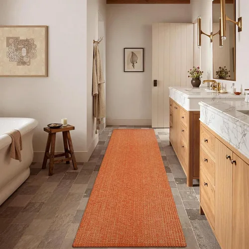Vista 128 de LEEVAN Alfombra lavable para baño, alfombra tejida negra de 2 x 3 pies para entrada, alfombra de puerta delantera de algodón, alfombras pequeñas