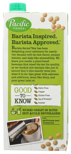 Vista 3 de Pacific Barista Series - Bebida de soja original, 32 onzas