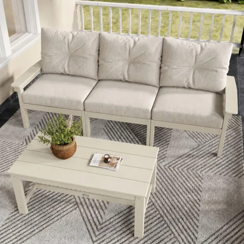 Vista 65 de Juego de muebles de patio HDPE de 13 piezas con mesas