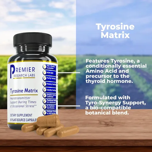 Vista 2 de Premier Research Labs Matriz de tirosina – Contiene aquamina, Rhodiola Rosea, cúrcuma orgánica y salvia china – Soporte de neurotransmisores