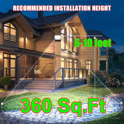 Vista 3 de Juyace Reflectores LED de 60W para Exteriores Luminaria de Pared Sin Fotocélula Equipos de Iluminación para Casa Rotacional 360° 6000lm 5000K IP65