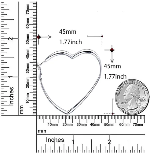 Vista 6 de Aretes de aro, joyería de moda, aretes de aro grandes geométricos con forma de corazón para mujer