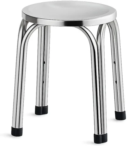 Vista 5 de Silla de bar de acero inoxidable, taburetes de bar industriales, asiento redondo, taburete de metal sin espalda para el hogar, cocina, comedor
