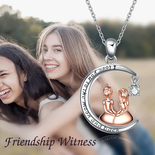 Vista 6 de KQF 925 Sterling Silver Necklace MushroomPigMoonHeart Pendant Necklace for Girls Women Necklace Jewelry Gift for Her