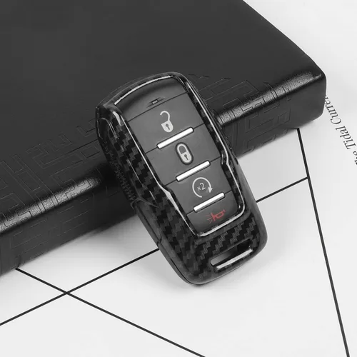 Vista 2 de RAZPOY Funda para llavero RAM, cubierta de control remoto de fibra de carbono, protector de llave inteligente, funda de carcasa para Dodge RAM 1500