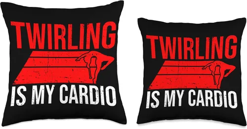 Vista 3 de Baton Twirling & Majorette Dance Designs Baton Twirler Design for Twirling Recitals Throw Pillow, 16x16, Multicolor