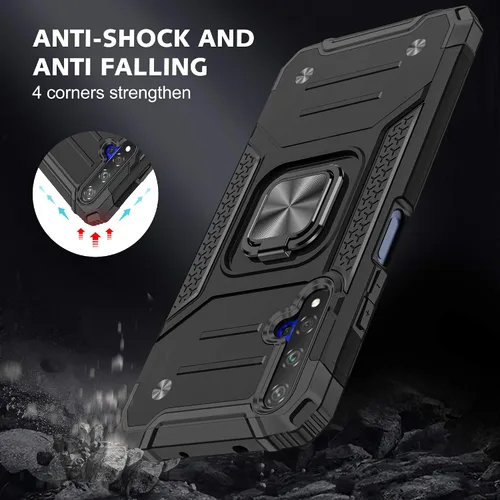 Vista 5 de Asuwish Funda para teléfono Huawei Nova 5T/Honor 20 con protector de pantalla de vidrio templado y soporte de anillo delgado híbrido accesorios