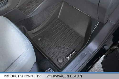 Vista 3 de SMARTLINER Juego de tapetes de piso de ajuste personalizado de 2 filas compatibles con Volkswagen Tiguan 2018-2024