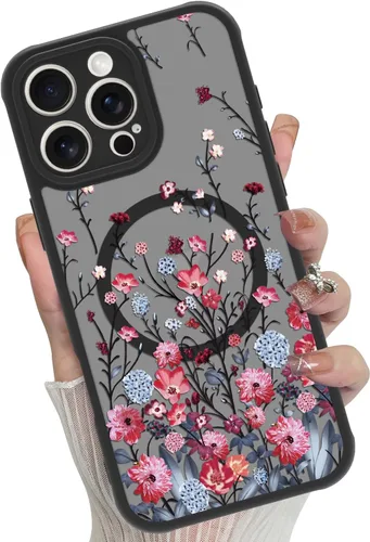 Vista 30 de Funda magnética para iPhone 17 Pro [compatible con MagSafe], bonita funda de moda con estampado de leopardo negro, translúcida, mate, parte trasera