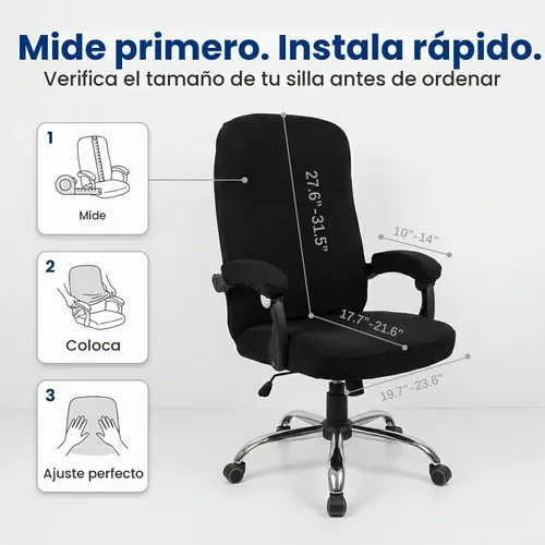 Vista 6 de WOMACO Fundas para silla de oficina, funda elástica para silla de computadora con fundas para reposabrazos, fundas universales para silla de jefe