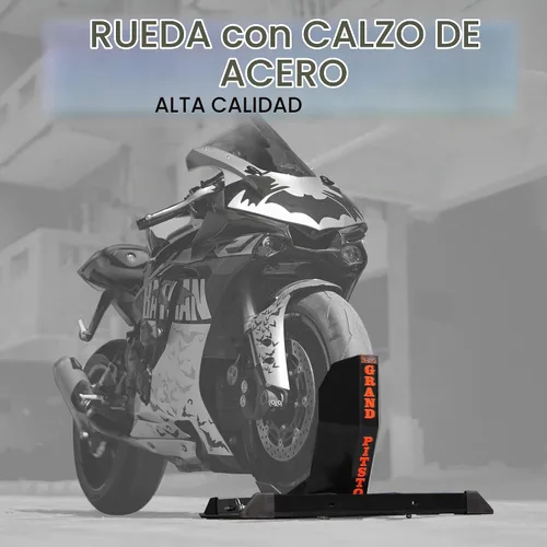 Vista 9 de GRAND PITSTOP Calzo de rueda universal para soporte de motocicleta para remolque, completamente ajustable, desmontable y plegable (negro)