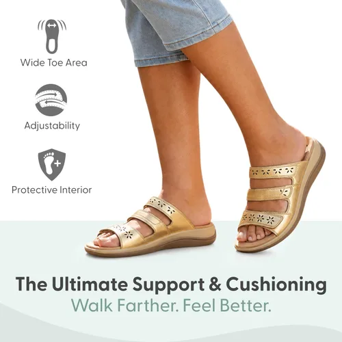 Vista 2 de Sandalias ortopédicas estirables Orthofeet Sahara Slide para mujer