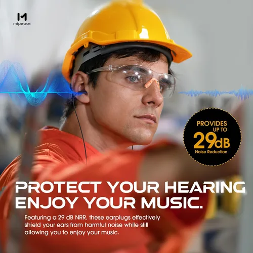 Vista 3 de MIPEACE Auriculares de trabajo, auriculares con tapón para el trabajo, aislamiento de ruido, auriculares para construcción de seguridad industrial