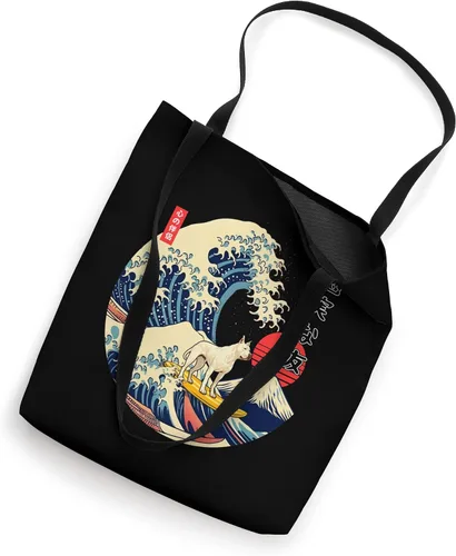 Vista 2 de Dogo Argentino Japanese Kanagawa Wave Surf Loyal Dog Tote Bag