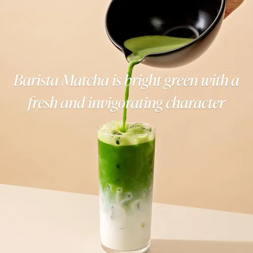 Vista 5 de Rishi Tea Barista Matcha - Polvo de té verde matcha japonés orgánico de uso diario para bebidas matcha de calidad de cafetería, caliente o helado
