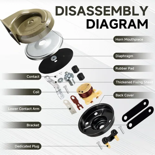 Vista 4 de FARBIN Bocinas de Coche 12V Fuertes de Doble Tono Bocina de Caracol Automática Kit de Bocina Eléctrica con Arnés de Relé e Interruptor para Camión