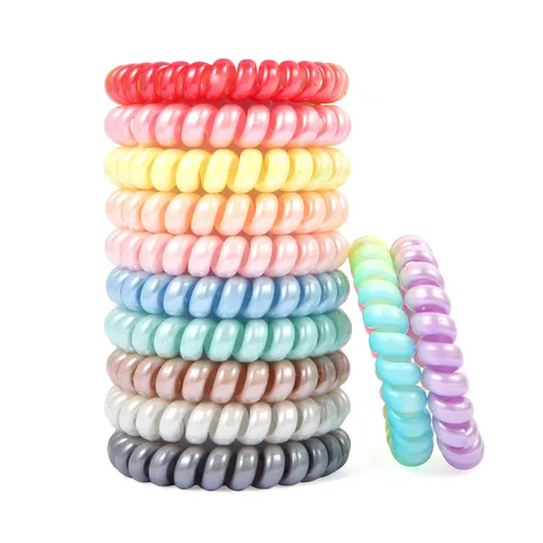 Vista 8 de Lazos para el cabello en espiral sin arrugas, coloridos lazos para el cabello sin rastro, lazos elásticos para el cabello, lazos para el cabello