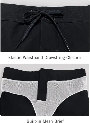 Vista 3 de BALEAF Womens 5 Swim Board Shorts Quick Dry High Waisted Boardshorts with Pockets Liner Beach Surfing
