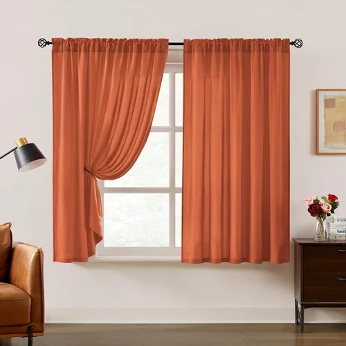 Vista 31 de HOMEIDEAS - Cortinas semitransparentes de privacidad blancas que no se transparentan, 52 x 96 pulgadas Blanco