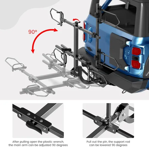 Vista 3 de NAIZEA Soporte de enganche para 2 bicicletas, capacidad de 270 libras, compatible con E-Trikes y bicicletas E, combinación libre multifuncional