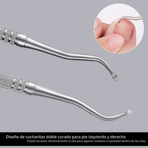 Vista 4 de YINYIN, 2 limas de uñas encarnadas y levantador con estuche de almacenamiento, herramienta de uñas encarnadas de acero inoxidable 100%, herramienta