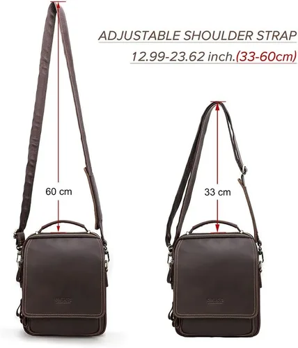 Vista 9 de CONTACTS Bolso de mensajero de cuero de grano completo para hombre, bolso de hombro cruzado, bolso de viaje para iPad de 10.5 pulgadas (marrón)