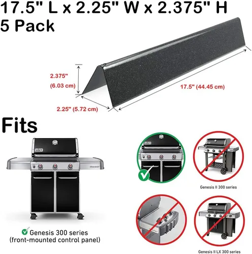 Vista 2 de Uniflasy Piezas de parrilla para barras aromatizadoras Weber Genesis para Genesis serie 300, acero de porcelana de 17.5 pulgadas para placas