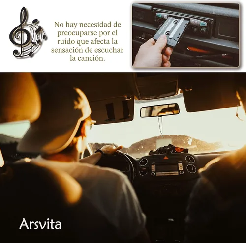 Vista 7 de Arsvita - Adaptador de audio de cassette a auxiliar para automóvil, con cable de audio auxiliar de 0.14 pulgadas