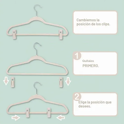 Vista 3 de Trgowaul Perchas de terciopelo - Clips fuertes para pantalones delgados (20 unidades, beige)