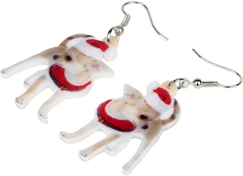 Vista 3 de NEWEI Aretes colgantes de acrílico para perros de Chihuahua Dulce Chihuahua, para mujeres, niños, cachorros, animales, joyería de regalo