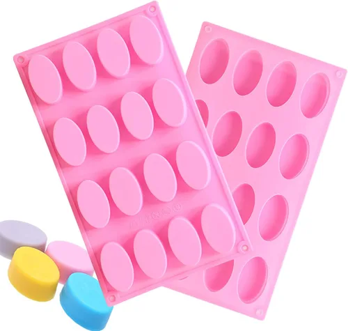 Vista 2 de Joyeee Molde ovalado de silicona para pudín, reutilizable de silicona para bricolaje, molde para hornear, pastel, galletas, magdalenas, chocolate