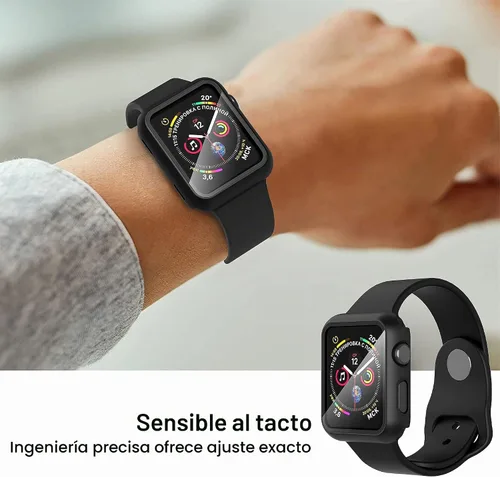 Vista 7 de Diruite Juego de 2 fundas para Apple Watch Series 3/2/1 de 38mm, protector de pantalla de vidrio templado ultradelgado de todo alrededor para iWatch
