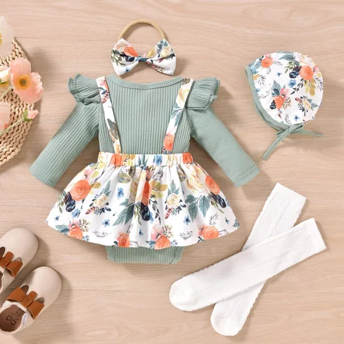 Vista 80 de Unutiylo Ropa de bebé recién nacida prematura con tirantes, traje de otoño e invierno, traje de manga larga con volantes