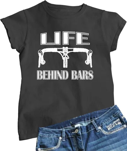 Vista 7 de Go All Out Camiseta divertida de bicicleta para mujer Life Behind Bars